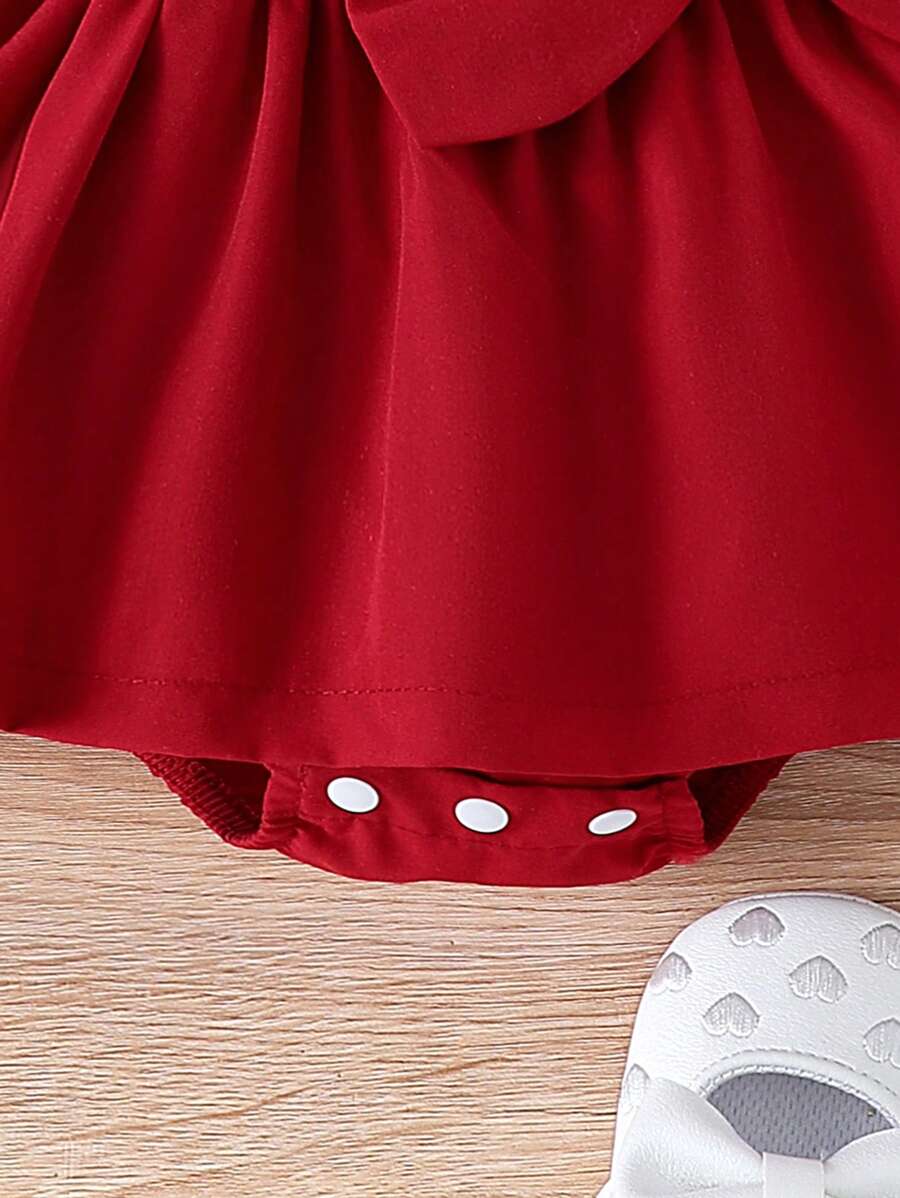 Jurk voor babymeisjes met hartjesprint, rok met strikversiering, bodysuit met hoofdband