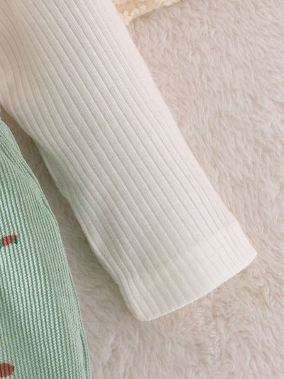 Ditsy bloemenjumpsuit voor babymeisjes met strikdecor en hoofdband, lente herfst