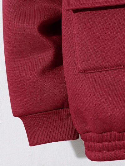 SHEIN 2 stuks jonge jongens casual sport streep zak lange mouw honkbalkraag rits jas en effen kleur trekkoord broek gebreide 2 stuks outfit, geschikt voor school, tuin, strand, verjaardag, lente, zomer, herfst, winter