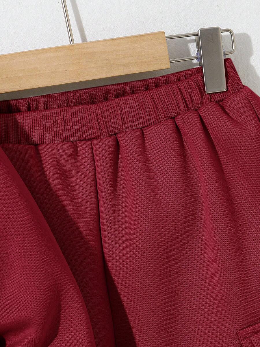 SHEIN 2 stuks jonge jongens casual sport streep zak lange mouw honkbalkraag rits jas en effen kleur trekkoord broek gebreide 2 stuks outfit, geschikt voor school, tuin, strand, verjaardag, lente, zomer, herfst, winter