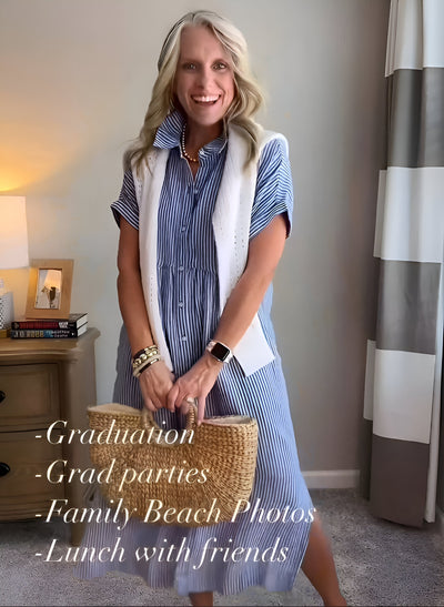 Fioria Flattering Striped Shirtdress