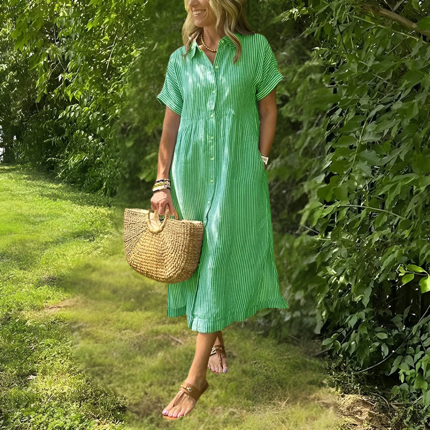 Fioria Flattering Striped Shirtdress