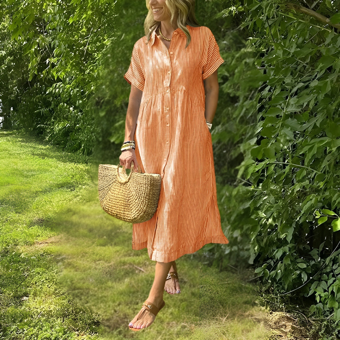 Fioria Flattering Striped Shirtdress